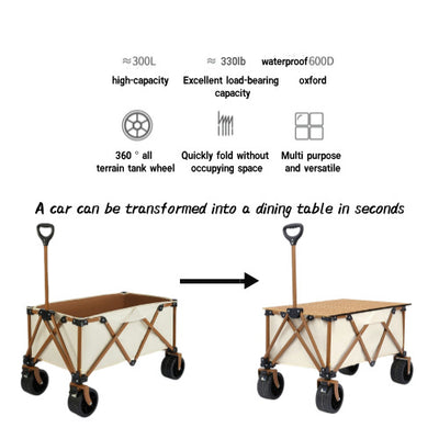 Collapsible Wagon 330LBS Capacity, 300L Extra Large Wagons Carts Foldable, Heavy Duty Folding Wagon with All-Terrain Wheels,Adjustable Handle, for Camping, Garden, Sports, Picnic, Shopping