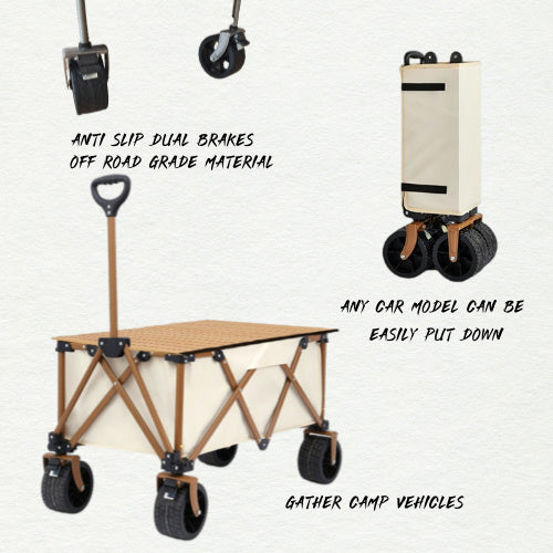 Collapsible Wagon 330LBS Capacity, 300L Extra Large Wagons Carts Foldable, Heavy Duty Folding Wagon with All-Terrain Wheels,Adjustable Handle, for Camping, Garden, Sports, Picnic, Shopping