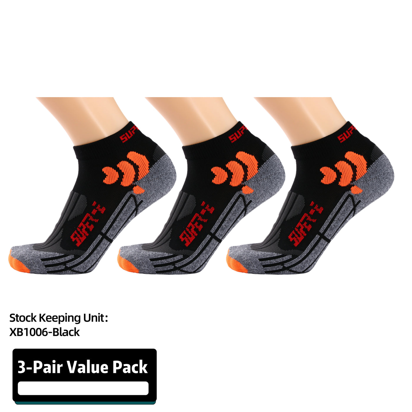 Men's Athletic Running Socks 3 Pairs Thick Cushion Ankle Socks for Men Sport Low Cut Socks