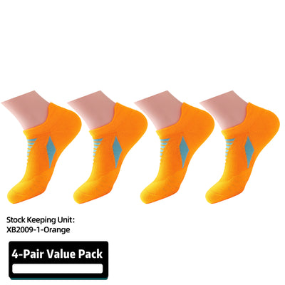 Ultralight Athletic Running Socks for Men and Women with Seamless Toe, Moisture Wicking, Cushion Padding 4Pairs