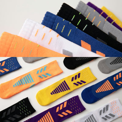 Compression Running Socks 4 Pairs, Cushion Crew Socks, Anti-Blister Moisture Wicking Athletic Hiking Socks
