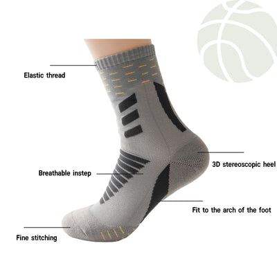 Compression Running Socks 4 Pairs, Cushion Crew Socks, Anti-Blister Moisture Wicking Athletic Hiking Socks