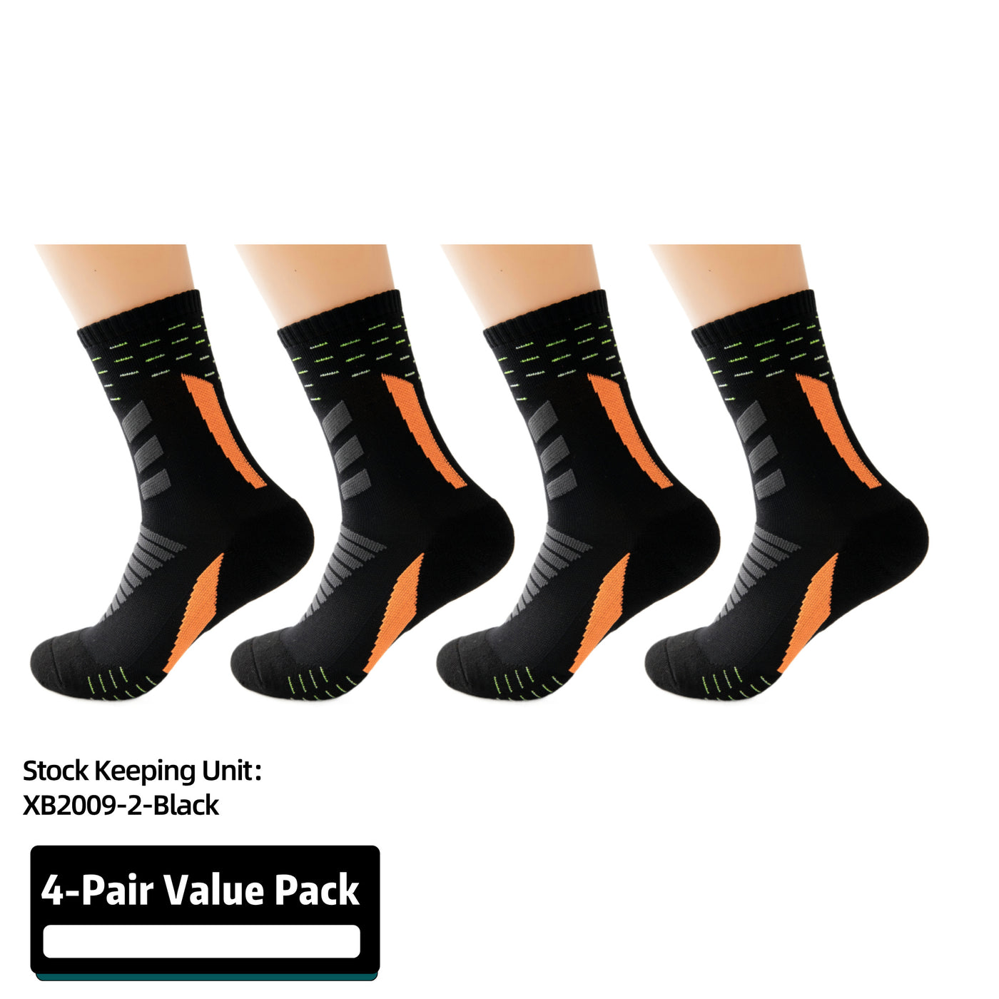 Compression Running Socks 4 Pairs, Cushion Crew Socks, Anti-Blister Moisture Wicking Athletic Hiking Socks