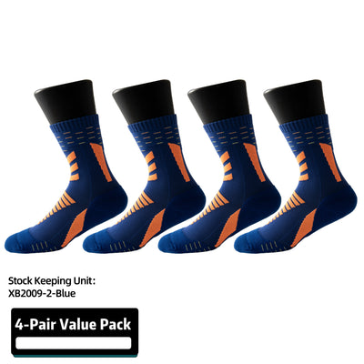 Compression Running Socks 4 Pairs, Cushion Crew Socks, Anti-Blister Moisture Wicking Athletic Hiking Socks