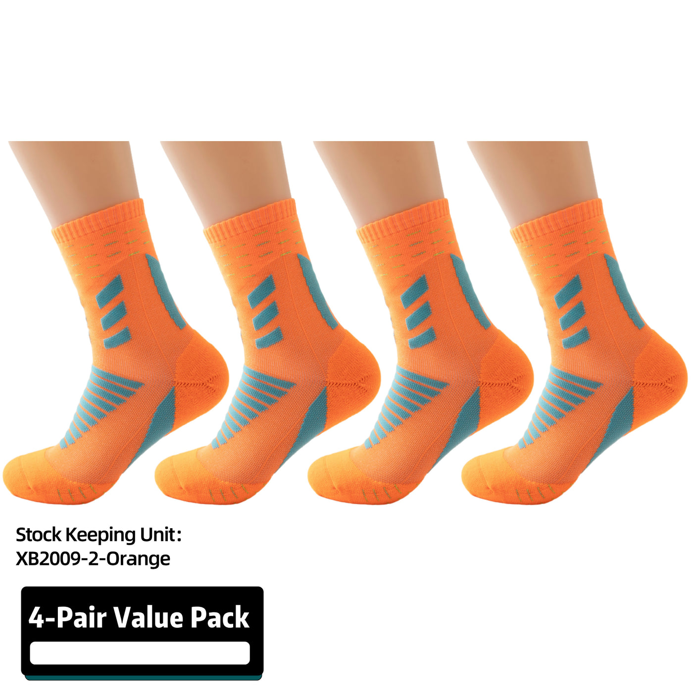 Compression Running Socks 4 Pairs, Cushion Crew Socks, Anti-Blister Moisture Wicking Athletic Hiking Socks