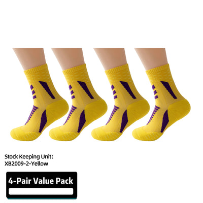 Compression Running Socks 4 Pairs, Cushion Crew Socks, Anti-Blister Moisture Wicking Athletic Hiking Socks