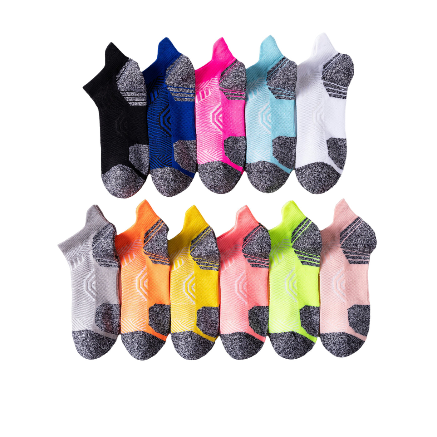 Athletic Running Socks Cushion Padded Moisture Wicking Low Cut 7 Pairs