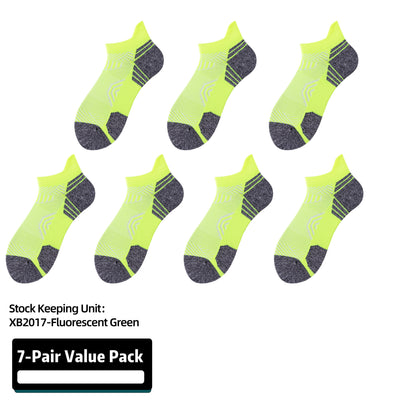 Athletic Running Socks Cushion Padded Moisture Wicking Low Cut 7 Pairs