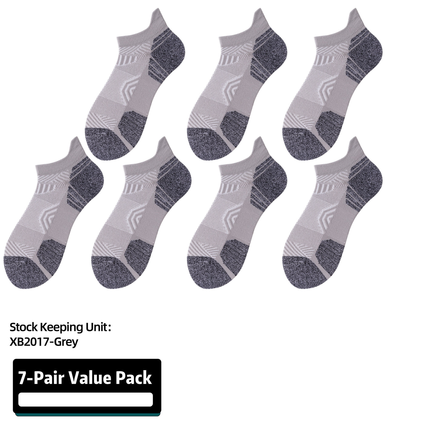 Athletic Running Socks Cushion Padded Moisture Wicking Low Cut 7 Pairs