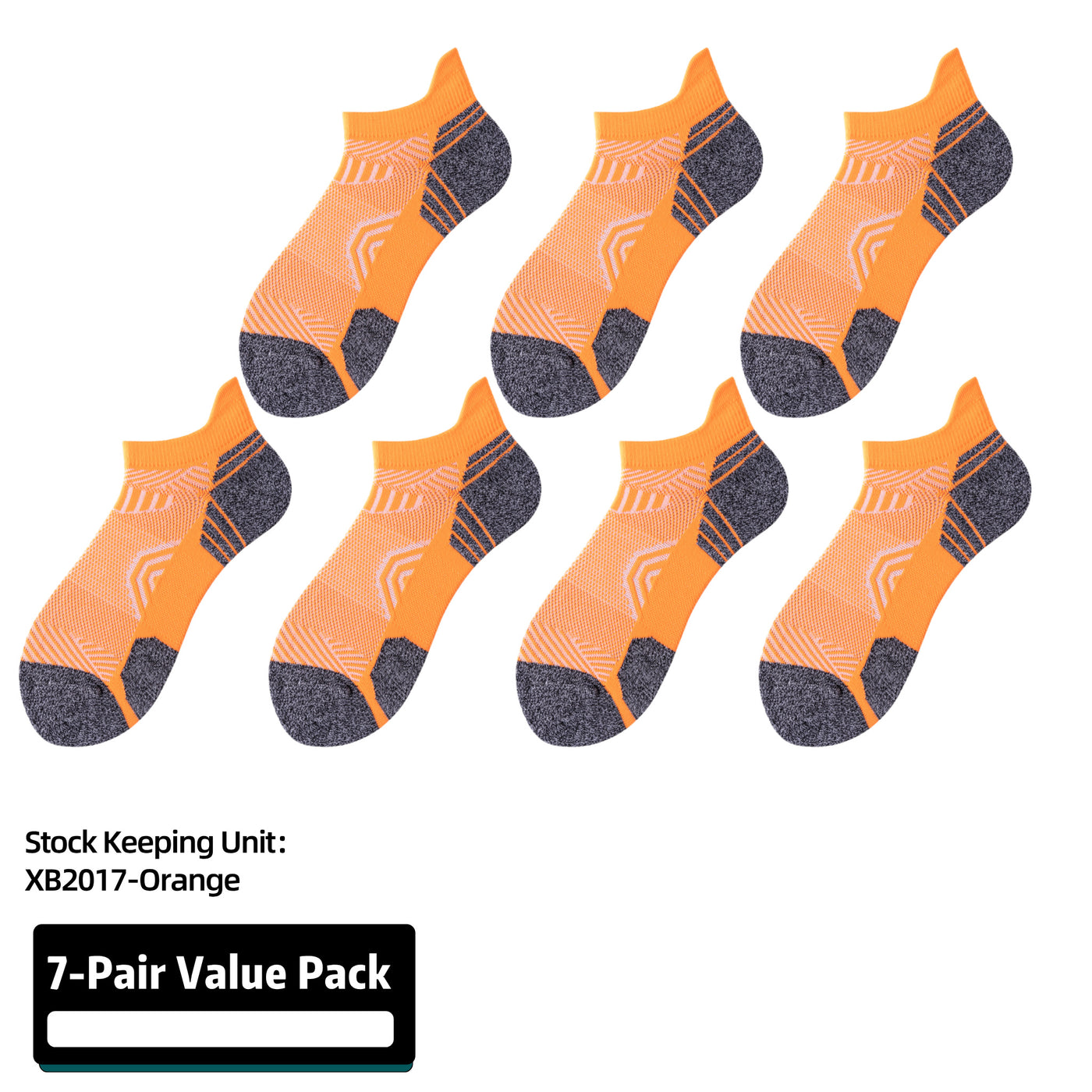 Athletic Running Socks Cushion Padded Moisture Wicking Low Cut 7 Pairs