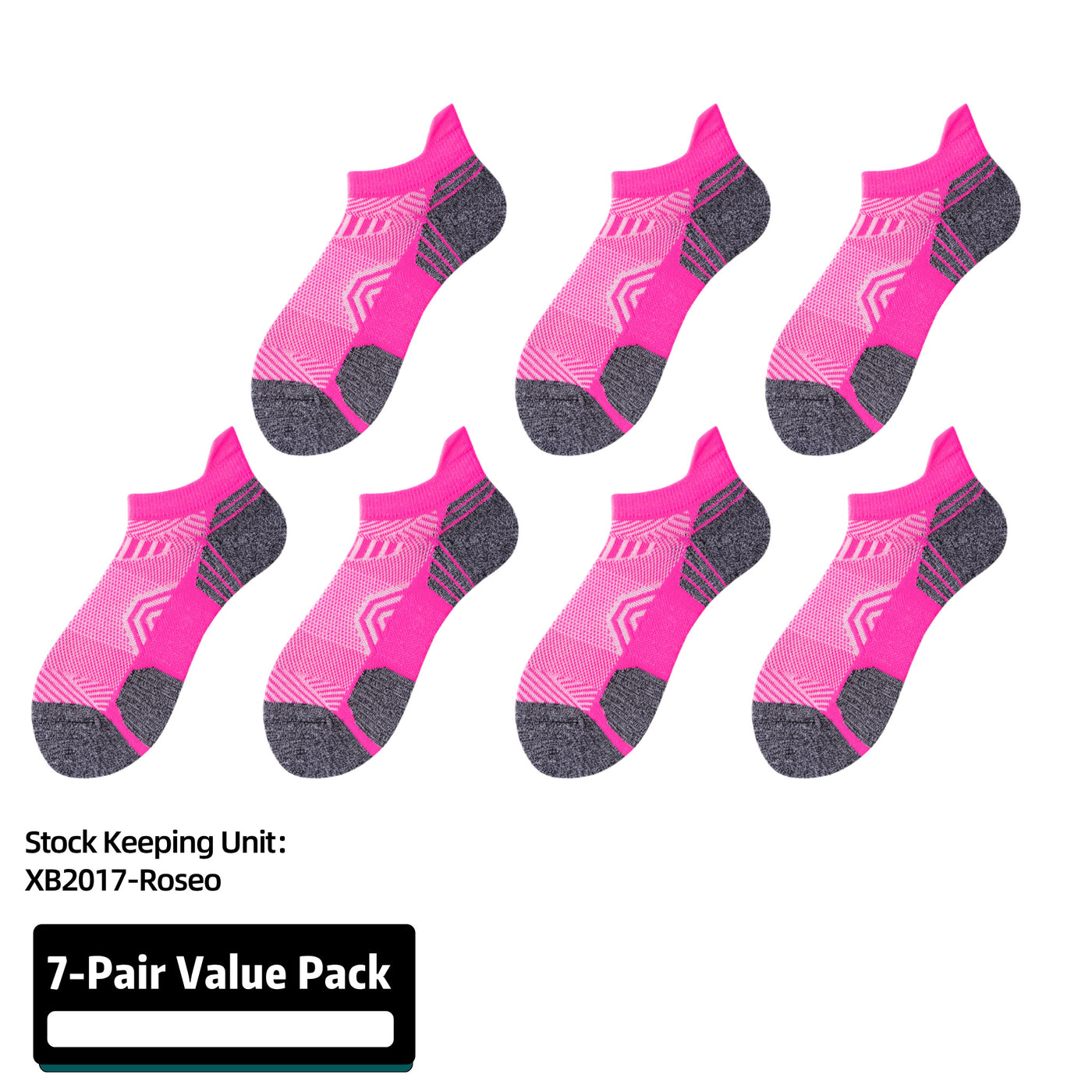 Athletic Running Socks Cushion Padded Moisture Wicking Low Cut 7 Pairs