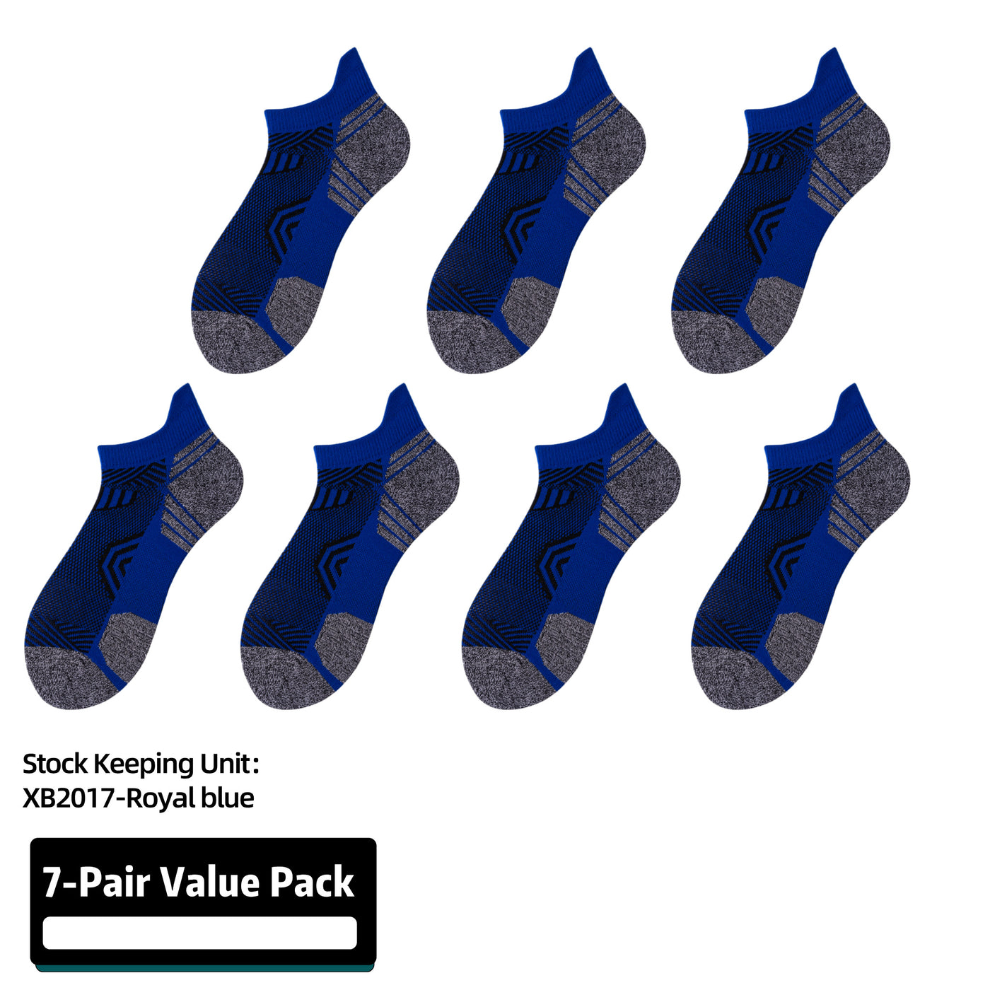 Athletic Running Socks Cushion Padded Moisture Wicking Low Cut 7 Pairs