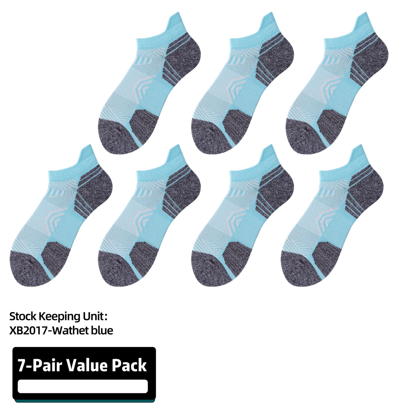Athletic Running Socks Cushion Padded Moisture Wicking Low Cut 7 Pairs