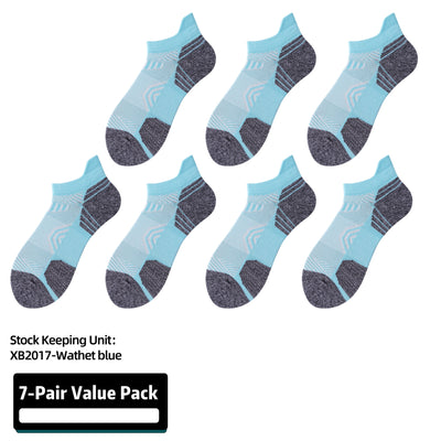 Athletic Running Socks Cushion Padded Moisture Wicking Low Cut 7 Pairs