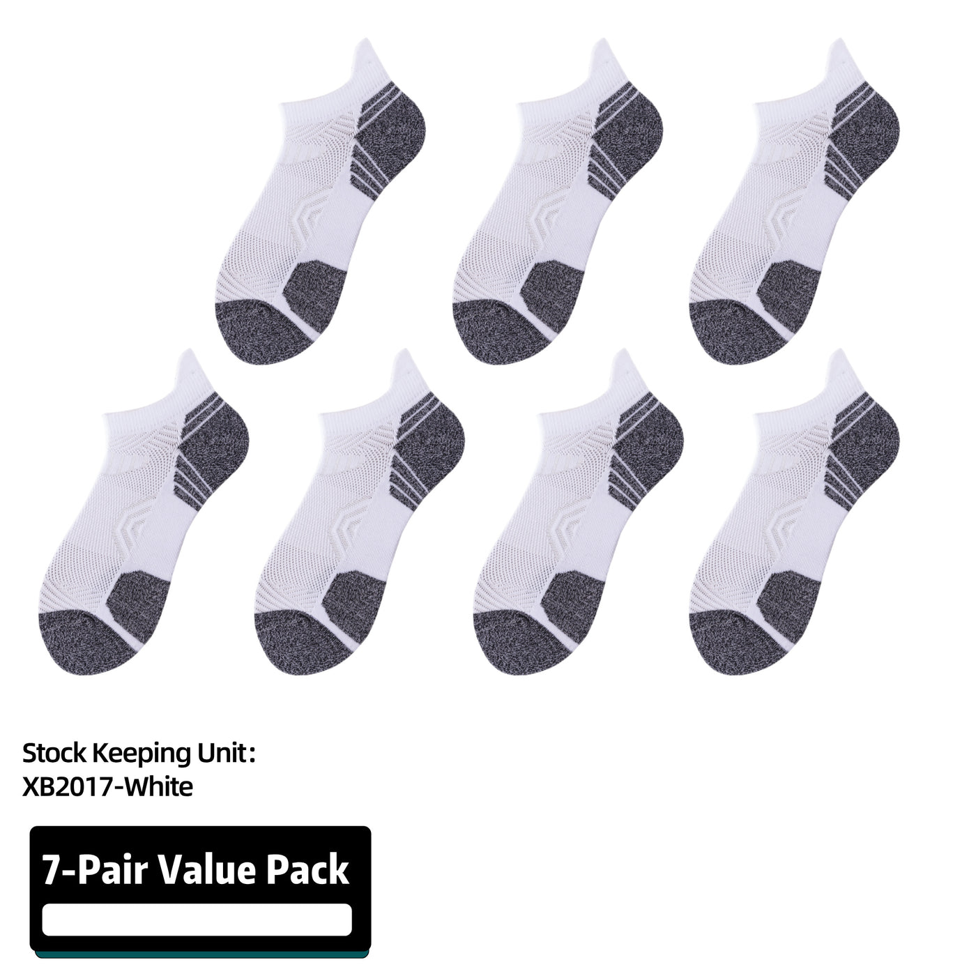 Athletic Running Socks Cushion Padded Moisture Wicking Low Cut 7 Pairs