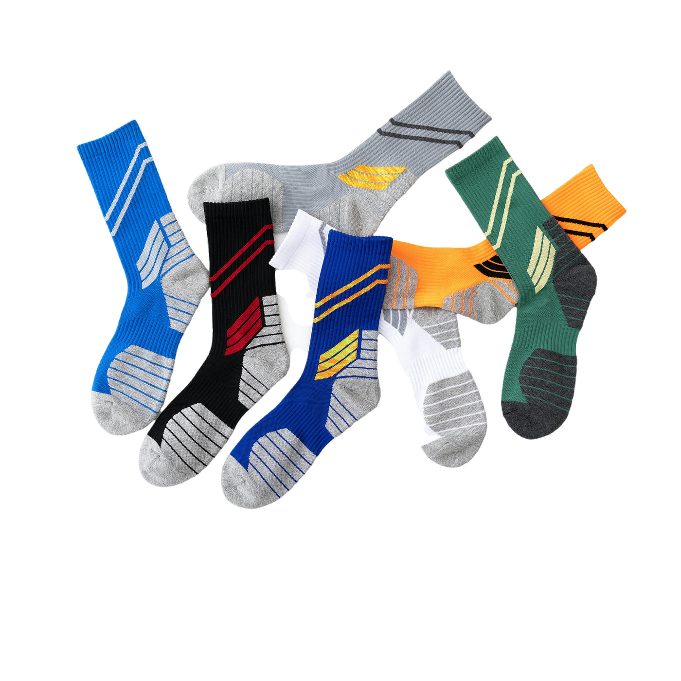 Compression Running Basketball  Socks 4 Pairs, Cushion Crew Socks, Anti-Blister Moisture Wicking Athletic Hiking Socks