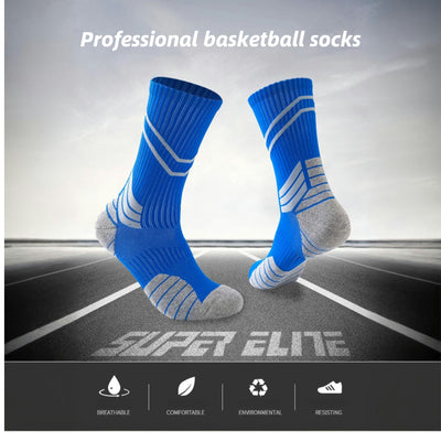 Compression Running Basketball  Socks 4 Pairs, Cushion Crew Socks, Anti-Blister Moisture Wicking Athletic Hiking Socks