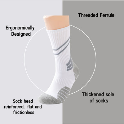 Compression Running Basketball  Socks 4 Pairs, Cushion Crew Socks, Anti-Blister Moisture Wicking Athletic Hiking Socks