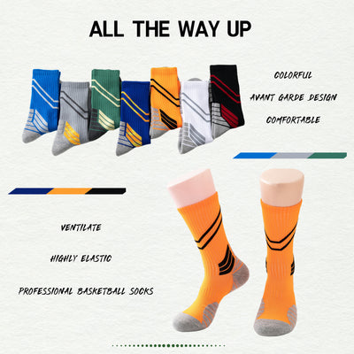 Compression Running Basketball  Socks 4 Pairs, Cushion Crew Socks, Anti-Blister Moisture Wicking Athletic Hiking Socks