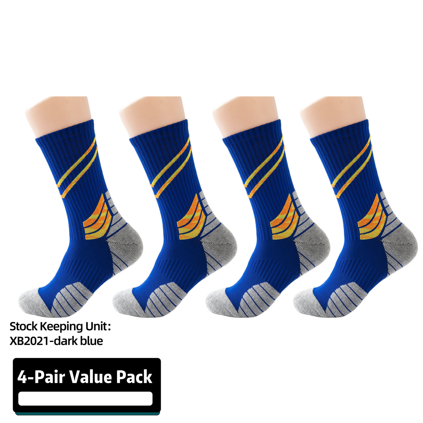 Compression Running Basketball  Socks 4 Pairs, Cushion Crew Socks, Anti-Blister Moisture Wicking Athletic Hiking Socks