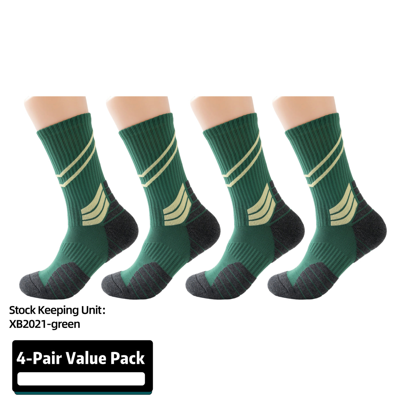 Compression Running Basketball  Socks 4 Pairs, Cushion Crew Socks, Anti-Blister Moisture Wicking Athletic Hiking Socks