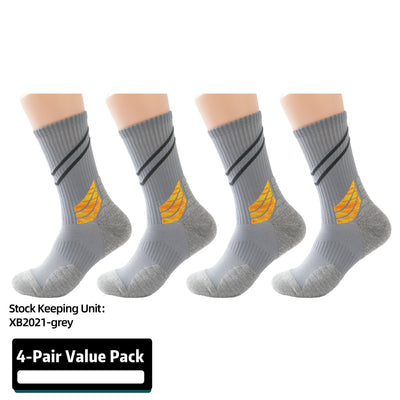 Compression Running Basketball  Socks 4 Pairs, Cushion Crew Socks, Anti-Blister Moisture Wicking Athletic Hiking Socks