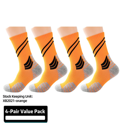 Compression Running Basketball  Socks 4 Pairs, Cushion Crew Socks, Anti-Blister Moisture Wicking Athletic Hiking Socks
