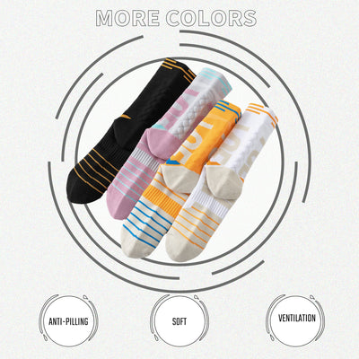 4Pairs Men's Athletic Crew Socks Thick Protective Sport Cushion Elite Basketball Soccer Compression Towel Socks