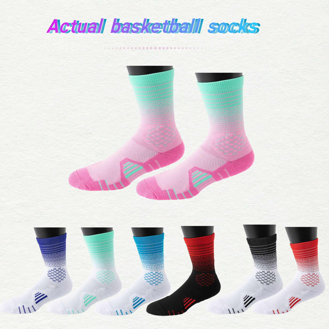 4 Pairs Men's And Women's  Athletic Crew Socks Performance Thick Cushioned Sport Basketball Running Training Compression Sock