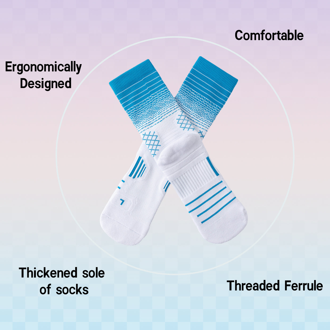 4 Pairs Men's And Women's  Athletic Crew Socks Performance Thick Cushioned Sport Basketball Running Training Compression Sock