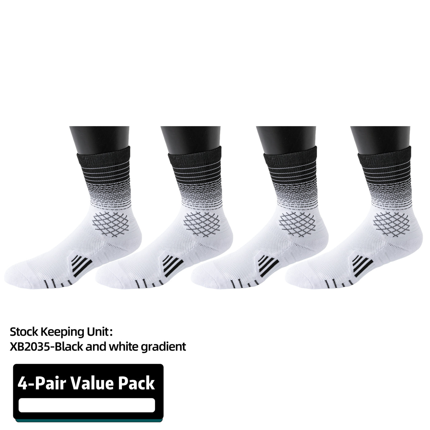 4 Pairs Men's And Women's  Athletic Crew Socks Performance Thick Cushioned Sport Basketball Running Training Compression Sock