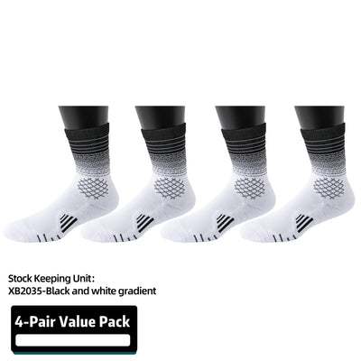 4 Pairs Men's And Women's  Athletic Crew Socks Performance Thick Cushioned Sport Basketball Running Training Compression Sock
