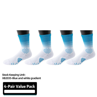 4 Pairs Men's And Women's  Athletic Crew Socks Performance Thick Cushioned Sport Basketball Running Training Compression Sock