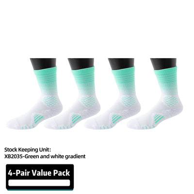4 Pairs Men's And Women's  Athletic Crew Socks Performance Thick Cushioned Sport Basketball Running Training Compression Sock