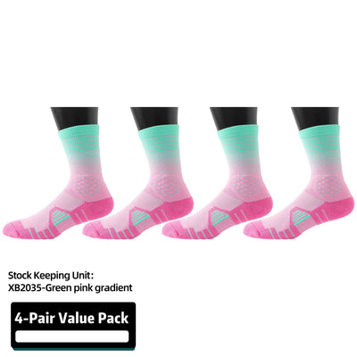 4 Pairs Men's And Women's  Athletic Crew Socks Performance Thick Cushioned Sport Basketball Running Training Compression Sock