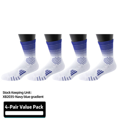 4 Pairs Men's And Women's  Athletic Crew Socks Performance Thick Cushioned Sport Basketball Running Training Compression Sock